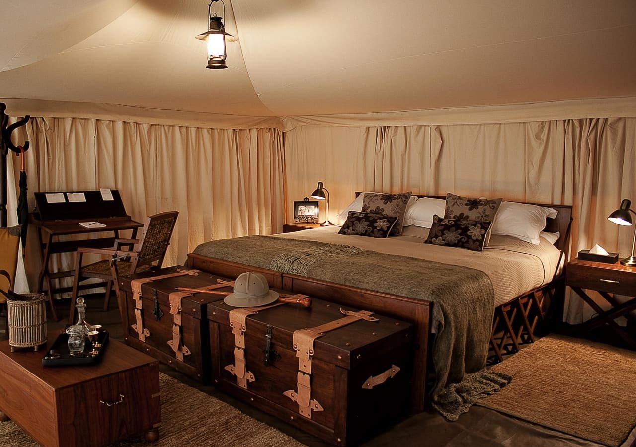 Serengeti pioneer camp luxury safari tent interior 1280