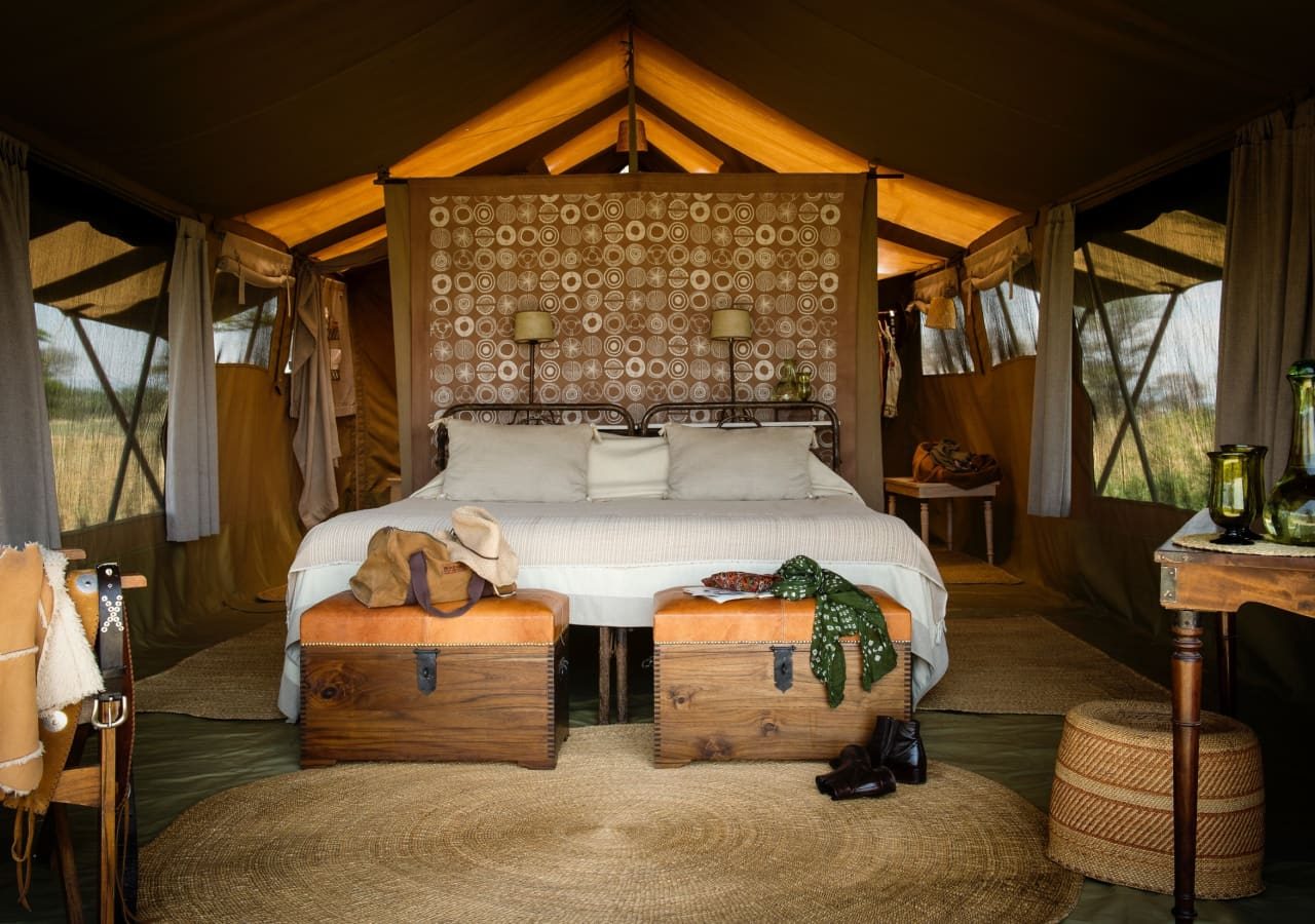 Serengeti safari camp meru style ensuite tent interior 1280