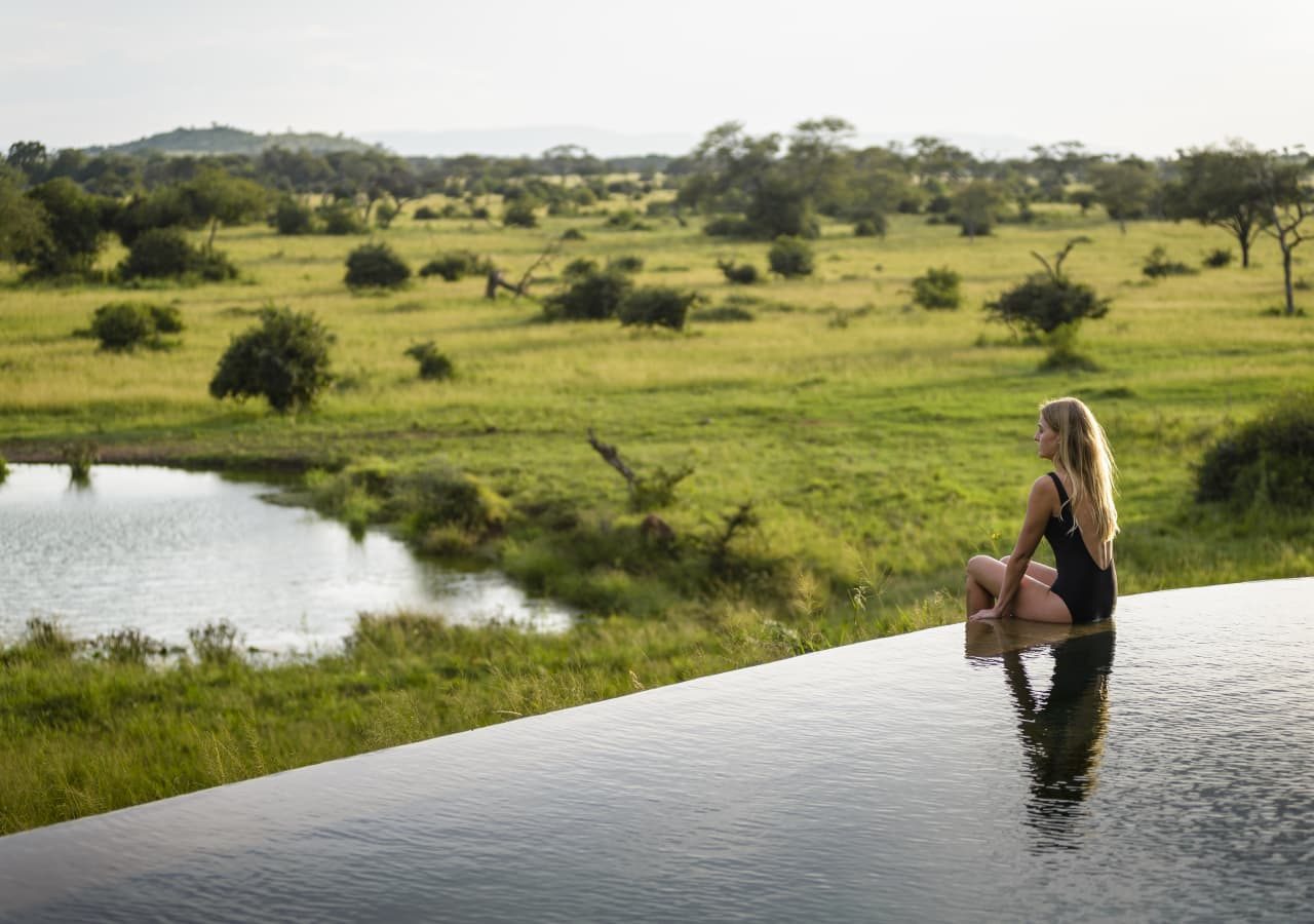 Singita faru faru lodge infinity pool overlooking the water hole 1280