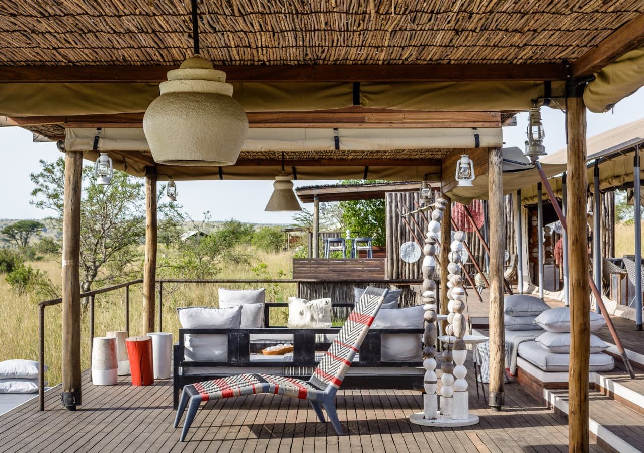 Singita mara river tented camp outdoor lounge area 1280