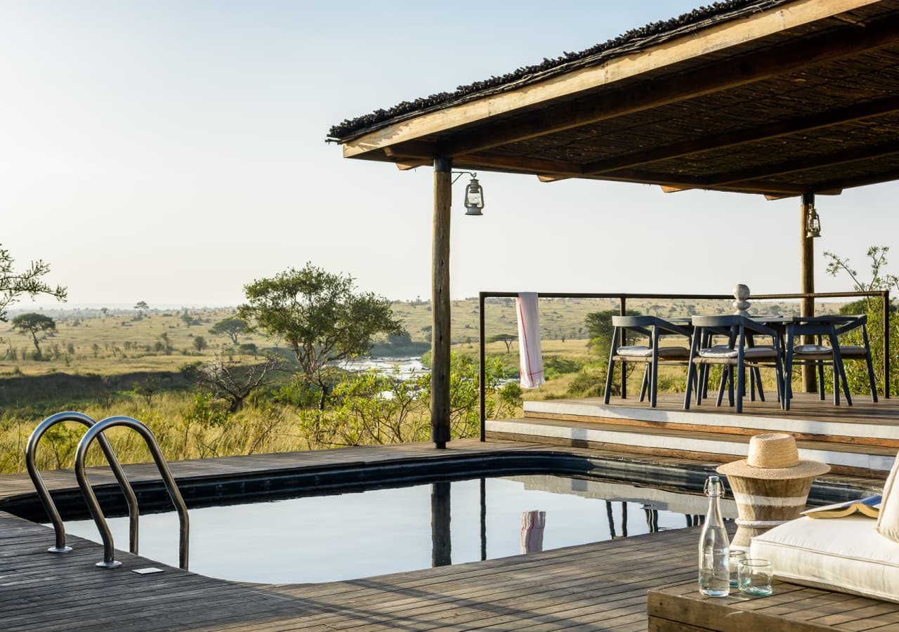 Singita mara river tented camp swimming pool and deck 1280