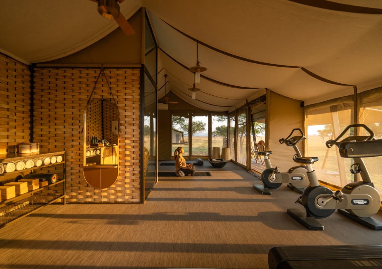 Singita sabora tented camp exercise and wellness tent 1280