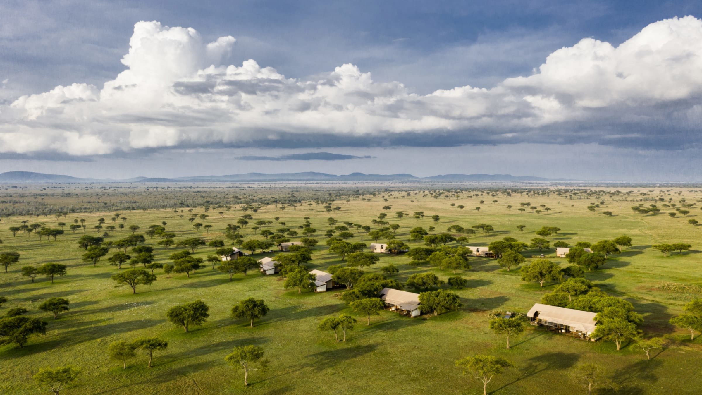 Singita sabora tented camp aerial view of the camp 2400