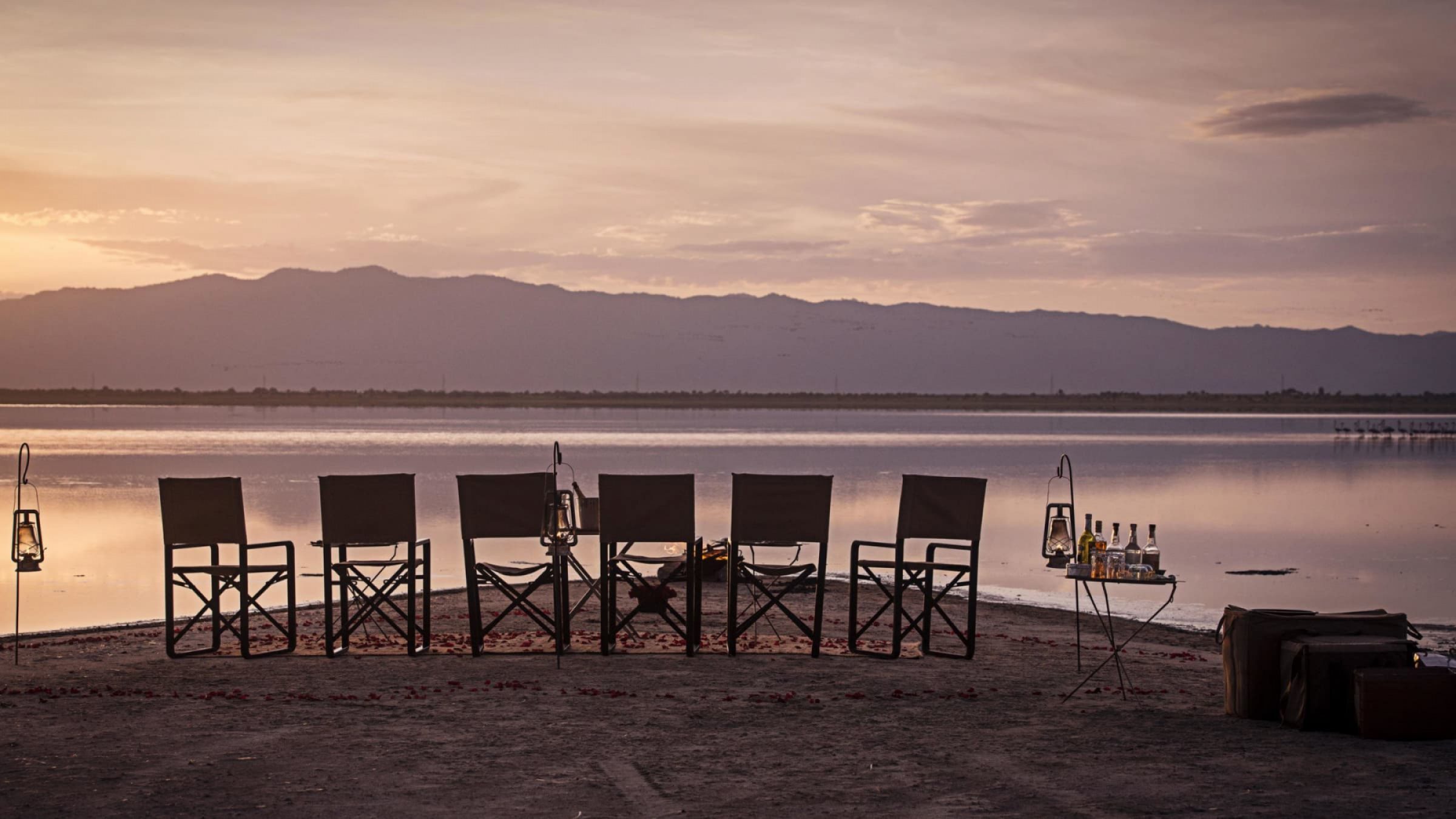 Forest chem chem sundowners on the edge of lake burunge 2400