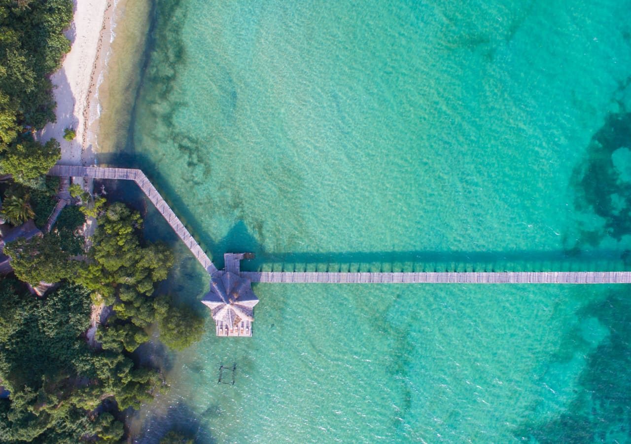 Fundu lagoon aerial view of the jetty 1280