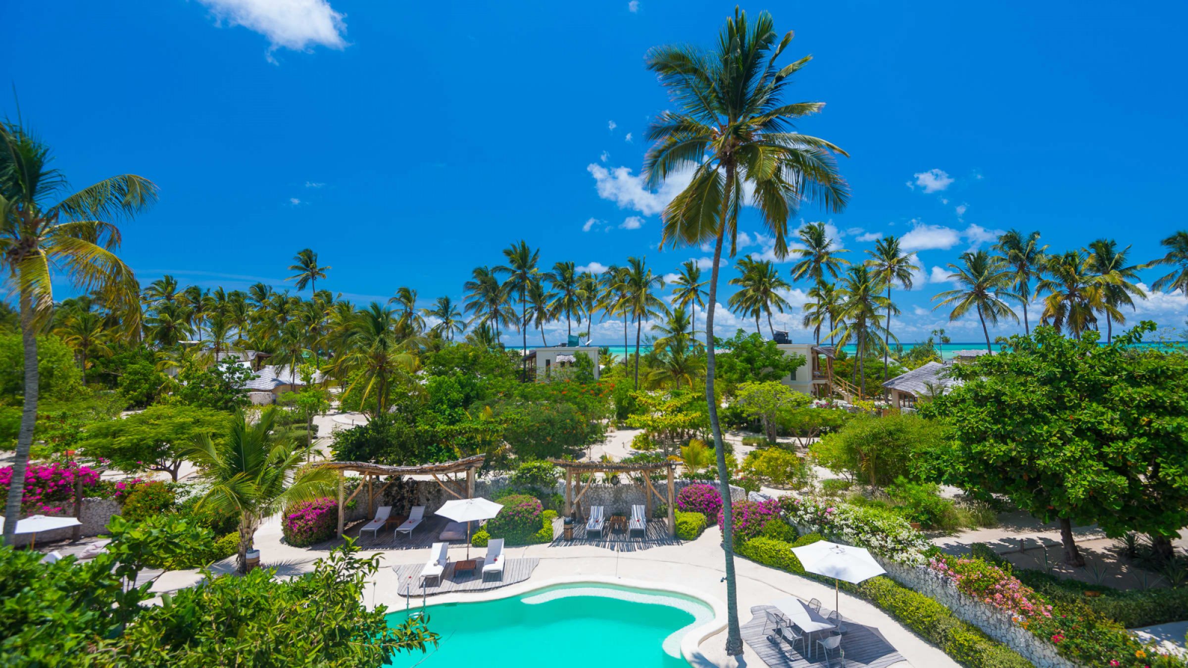 Zanzibar white sand luxury villas and spa aerial view of resort 2400