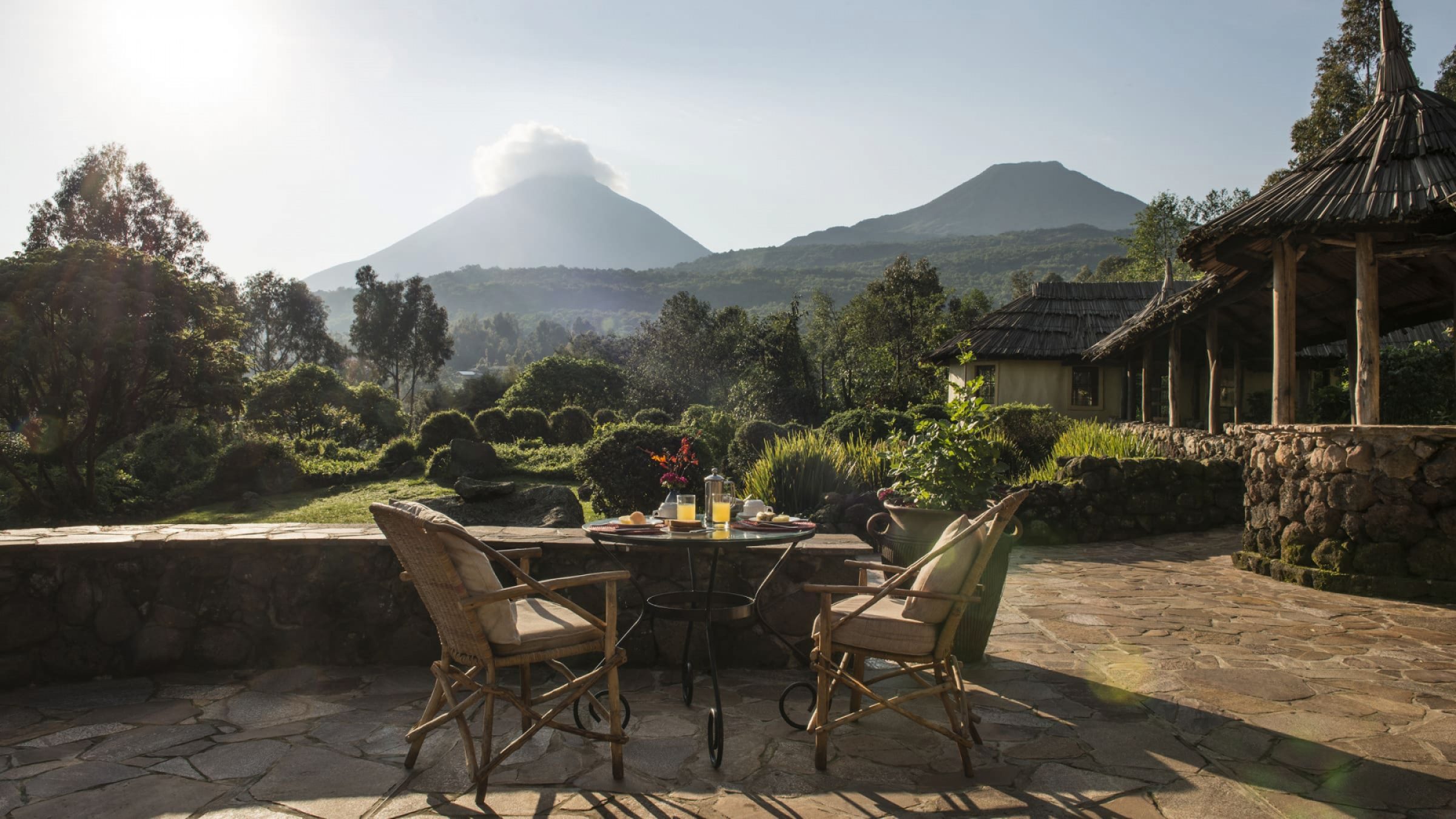 Mount gahinga lodge breakfast on the terrace 2400