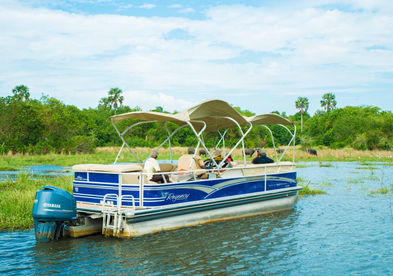 Paraa safari lodge game viewing from the river 1280