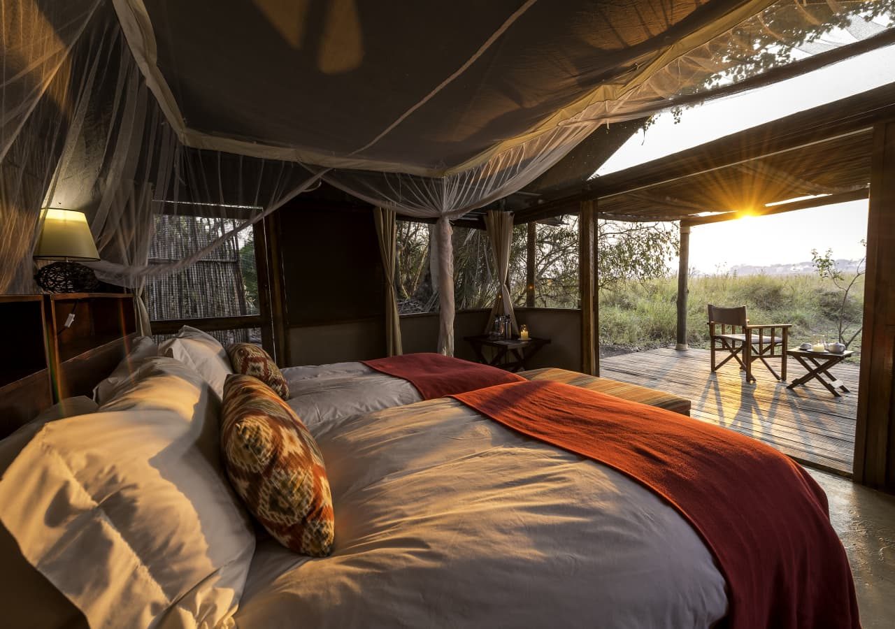 Busanga bush camp tent bedroom interior 1280