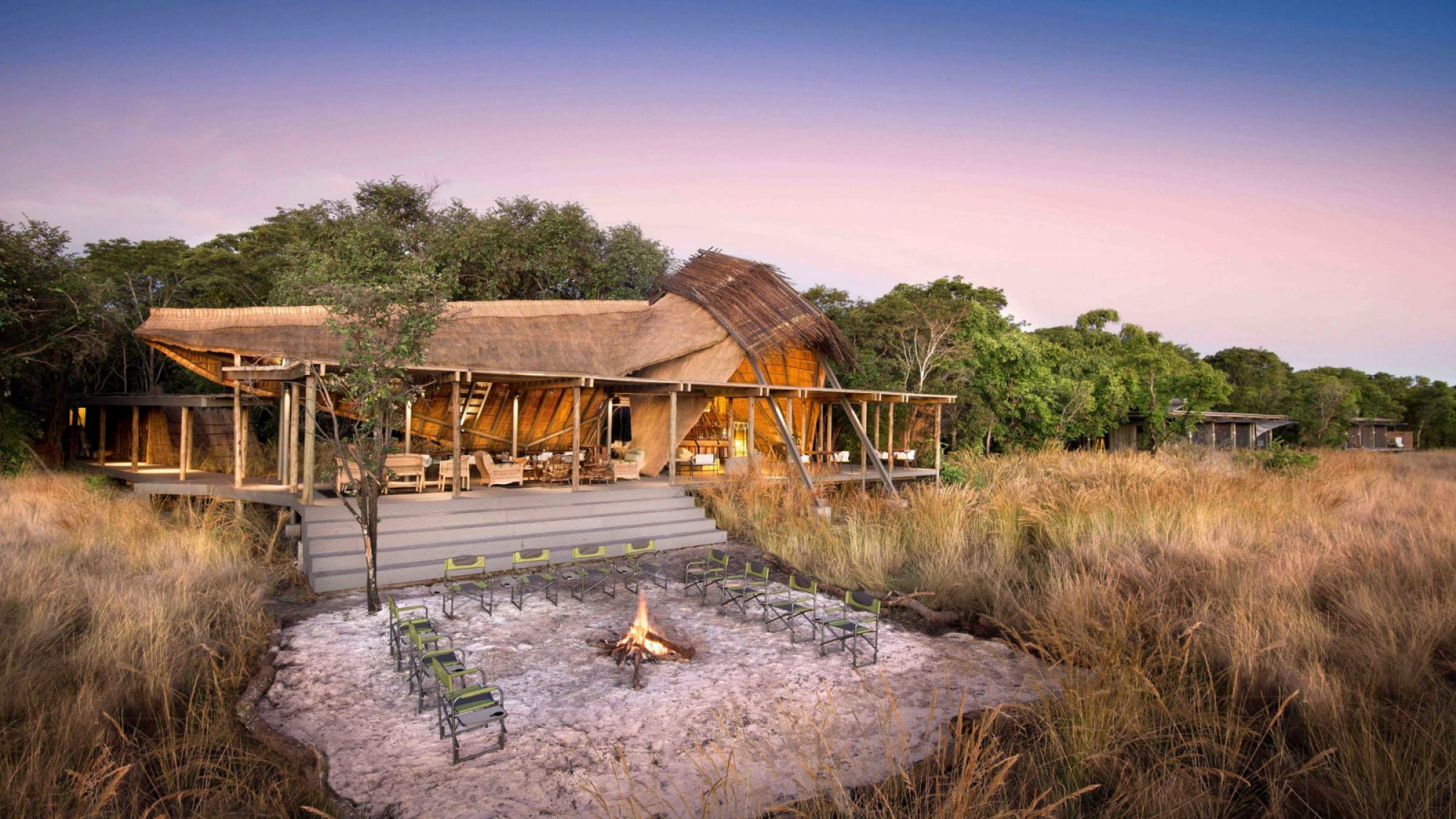 Time tide king lewanika lodge main lodge with fire pit 2400