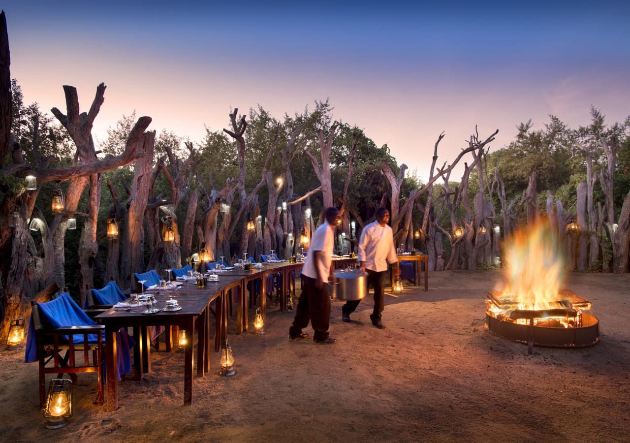 Royal chundu river lodge boma dinner setup 1280