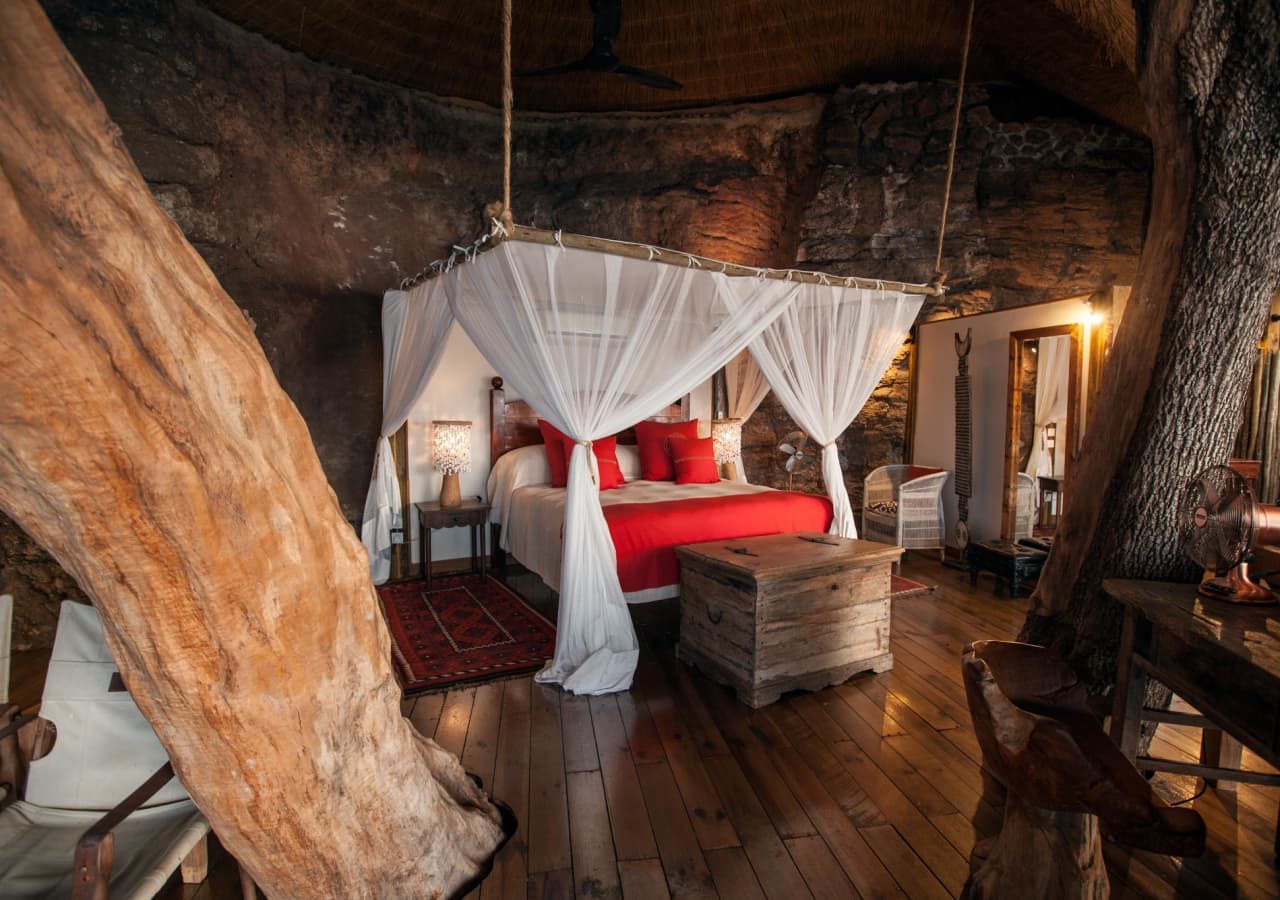 Tongabezi lodge treehouse bedroom interior 1280