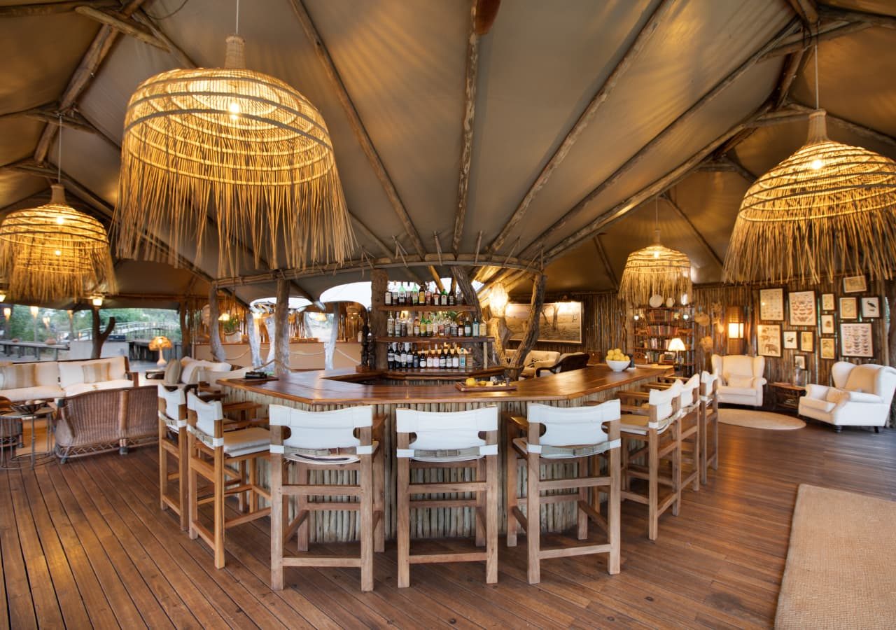 Anabezi luxury tented camp tented bar area 1280