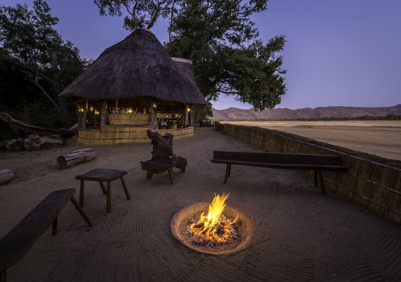 Chamilandu bushcamp firepit overlooking the river 1280