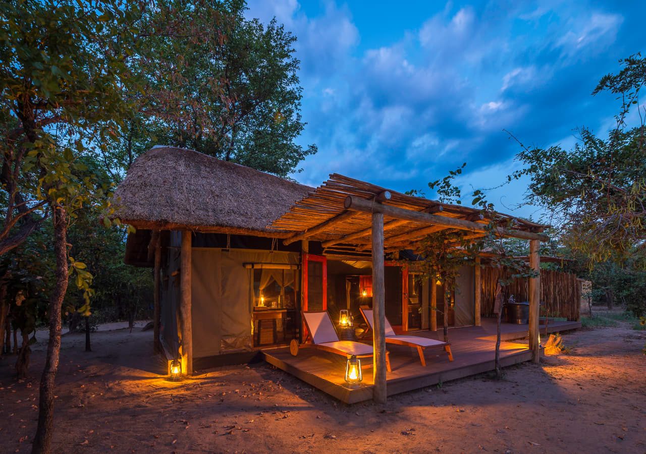 Zungulila bushcamp tented bedroom and deck 1280