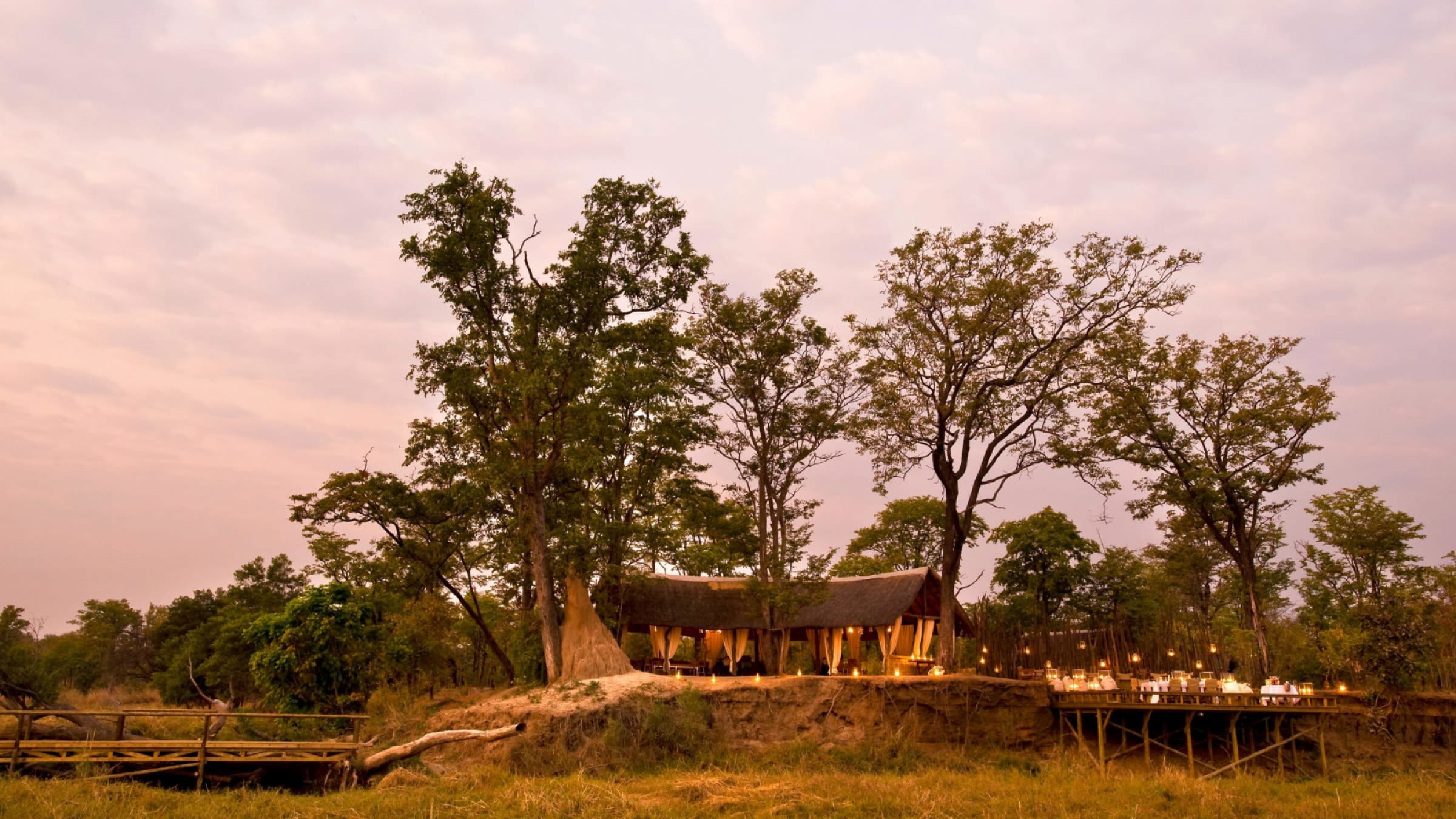 Zungulila bushcamp exterior view of camp 2400