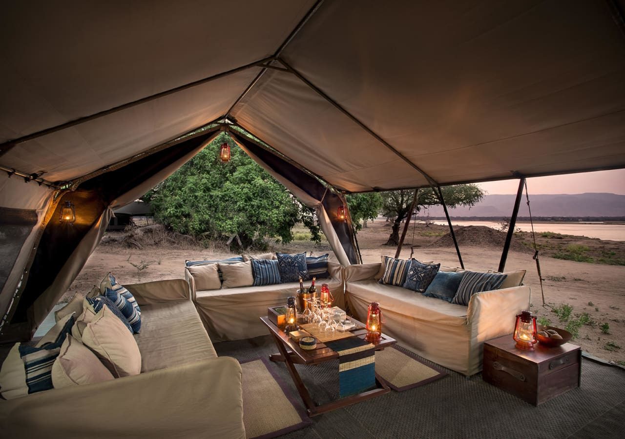 Zambezi expeditions safari camp lounge area 1280