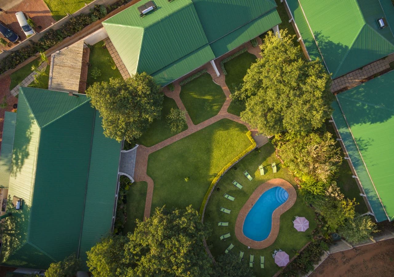 Batonka guest lodge aerial view of the lodge 1280