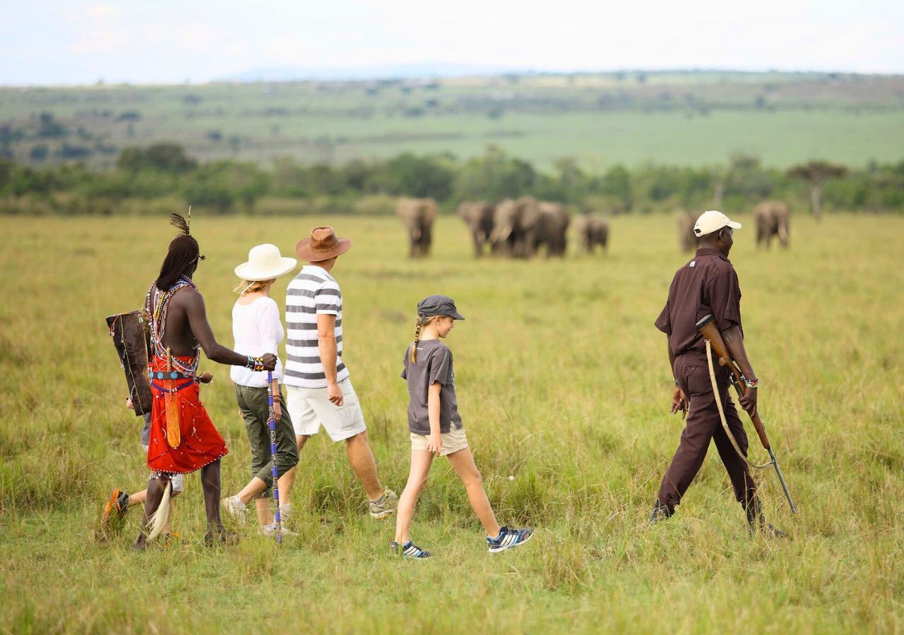 family walking safari in Kenya