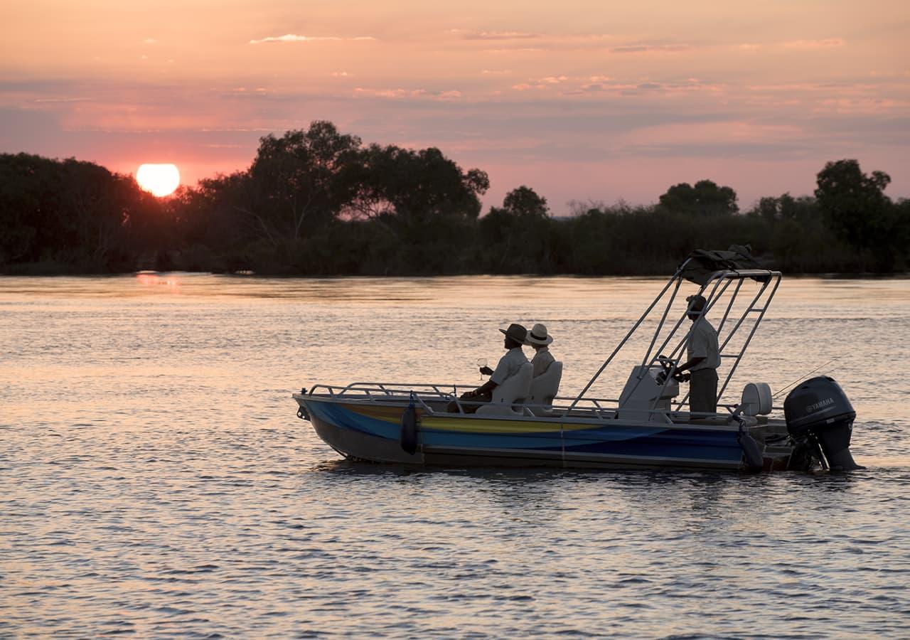 Sunset river cruise in Zambia